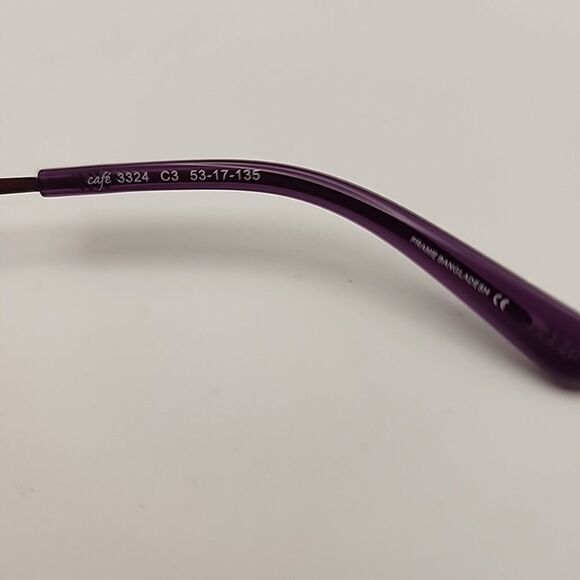 CAFE LUNETTES 3324 C3 Purple Tort Womens Square Acetate Eyeglass Frame 53-17-135 - Picture 5 of 5